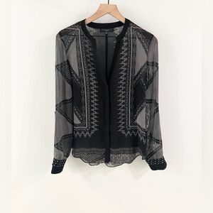 Sanctuary Long Sleeve Sheer Blouse Black Size Small